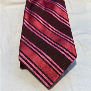 Ike Behar textured Striped Red, Maroon & Pink Tie